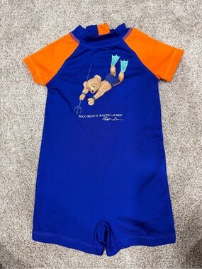 Ralph Lauren Kids Blue & Orange Polo Bear Rashguard Suit